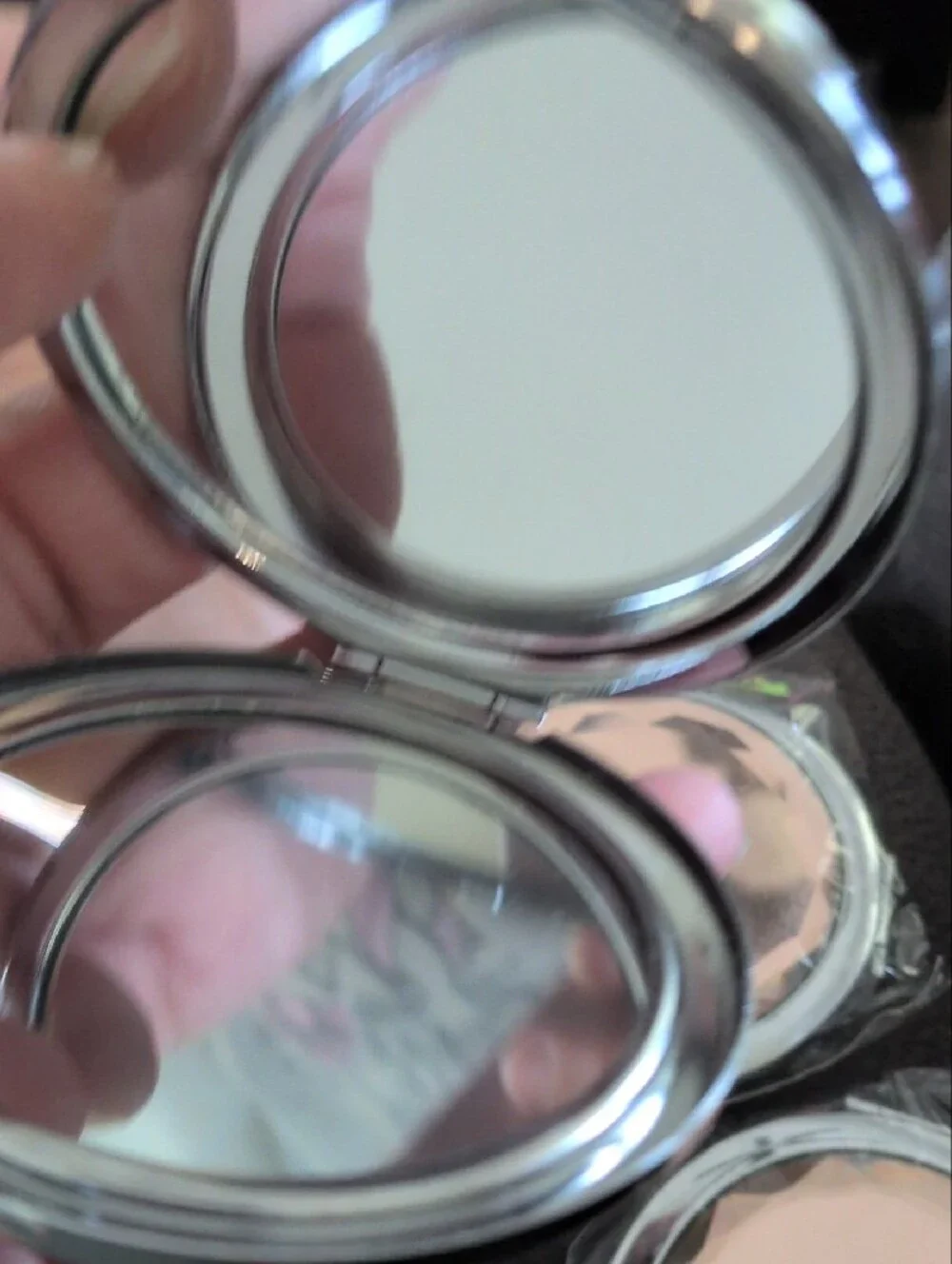 Rose Gold Compact Mirror with Pink Accent - Women Makeup Setting Accessory